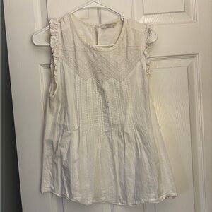 Lucky Brand White Ruffle Sleeve Blouse